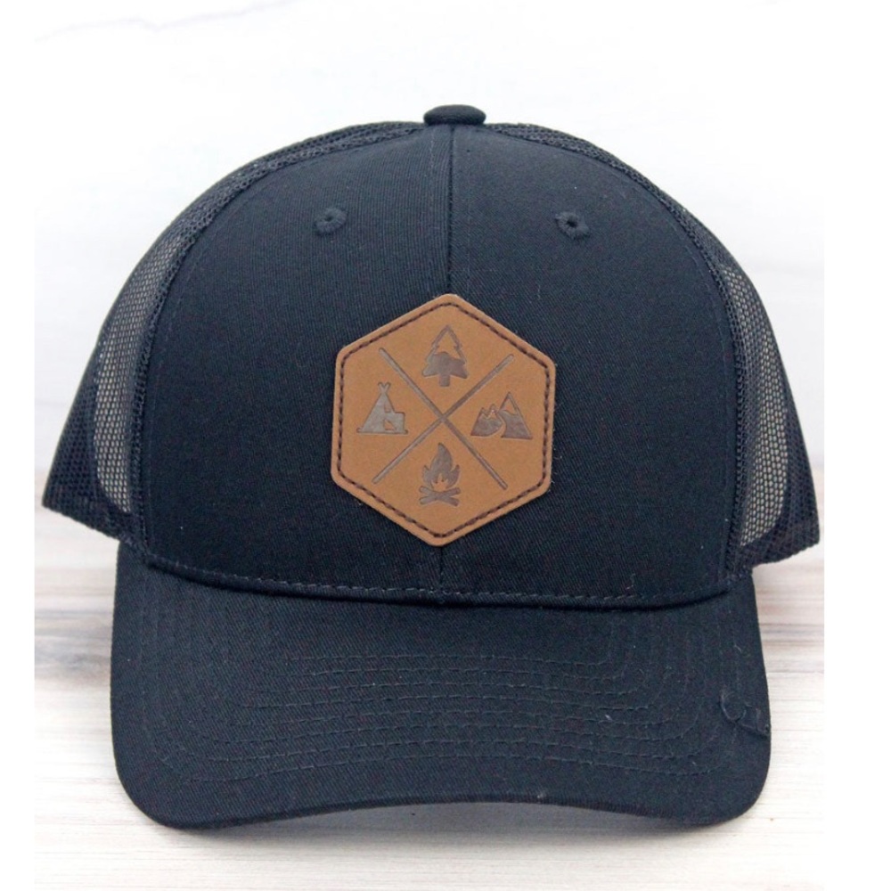 Black Camping patch mesh Hat
